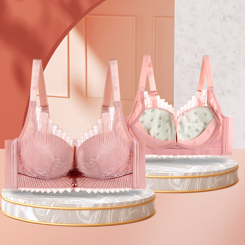 全罩杯透气大胸显小调整型内衣女上托聚拢收副乳防下垂无钢圈文胸