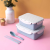 Wheat Straw Portable Lunch Box Microwave Oven Heating Pp Lunch Box Student Adult Square Cute Biscuit Plastic Lunch Box