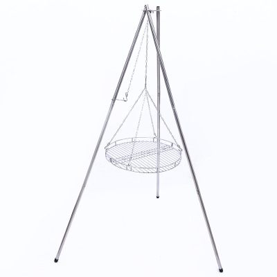 Factory Direct Supply Creative Fashion Outdoor Picnic Barbecue Tripod Foldable Portable with Mesh Plate Barbecue Wire