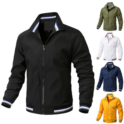 Plus Size Baggy Casual Jacket Men's Stand Collar Spring and Autumn All-Match Sports Jacket Thin Fashion Flight Suit Printed Logo