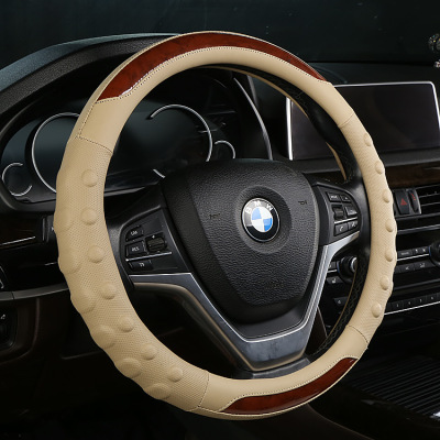Car Steering Wheel Cover Four Seasons Universal Peach Wood Silicone Carbon Fiber Handle Cover Amazon Exclusive for Cross-Border Factory Direct Sales