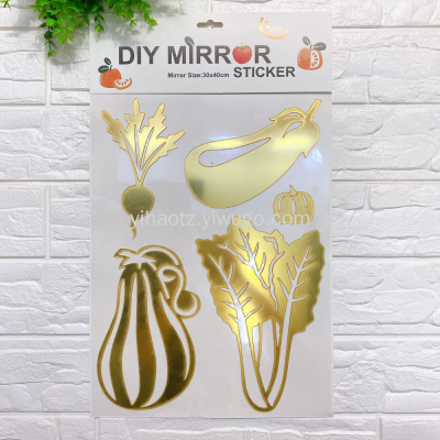 Cross-Border DIY Mirror Acrylic Sticker Fruit and Vegetable Mirror Decorative Sticker Self-Adhesive Mirror Wall Sticker