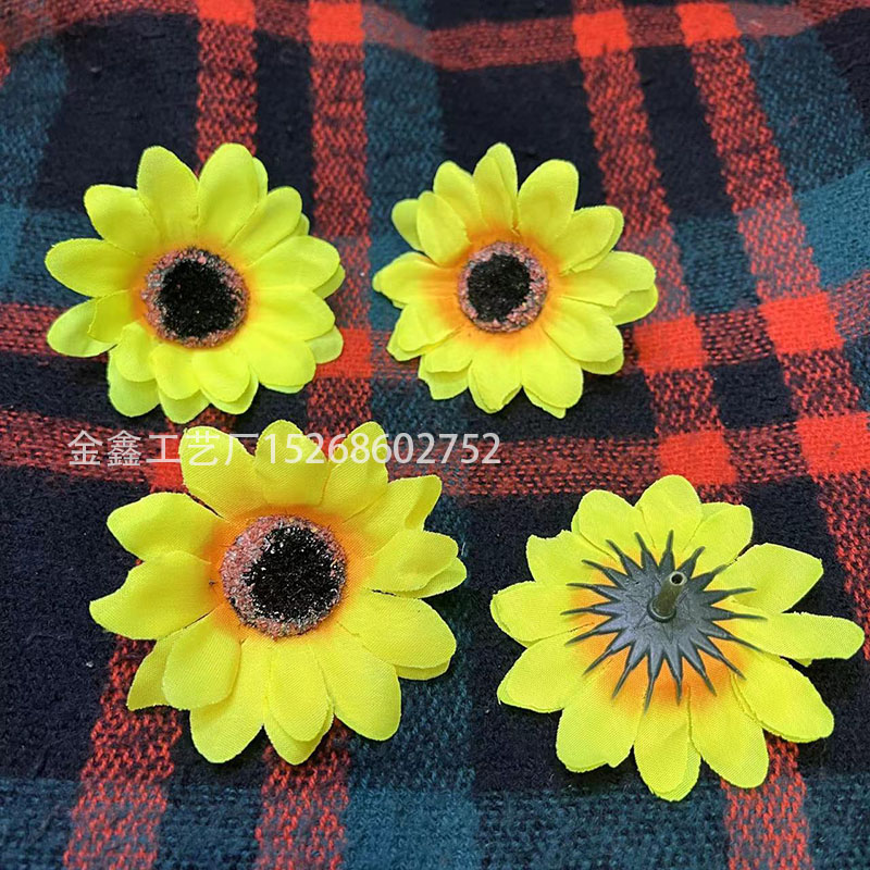 小太阳花小布花向日葵菊花仿真花手工花头饰花环diy材料婚庆装饰