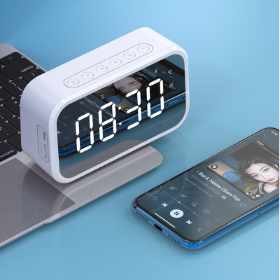 2022 Cross-Border New Arrival Bluetooth Speaker Extra Bass Jm03 Mirror Wireless Alarm Clock