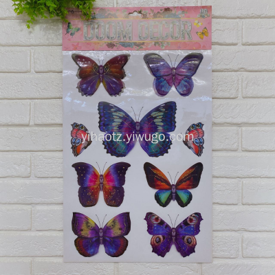 GLA Bronzing Butterfly Vase Layer Stickers Three-Dimensional Stickers Wall Sticker Decorative Sticker