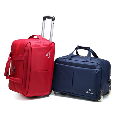 Factory Wholesale New Korean Style Trolley Bag Lightweight Folding Travel Bag Large Capacity Oxford Cloth Single Wheel Handbag Can Be Set