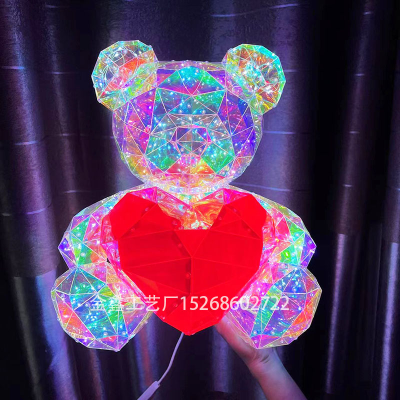 yj Colorful Bear Art Gallery Glowing Props Romantic Couple Gift Ornamental Festoon Lamp Decoration yj彩色熊艺术馆发光的道具浪漫的夫妇礼物装