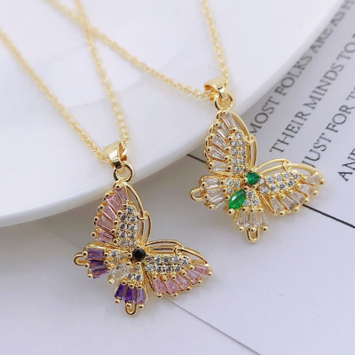 European and American Ornament Niche Design Butterfly Clavicle Chain Trendy Korean Style Zircon Pendant Smart Light Luxury Necklace for Women