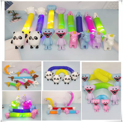 2022 Popular Variety Led Luminous Extension Tube Puppy Bobi Unicorn Panda Pier Pressure Reduction Toy