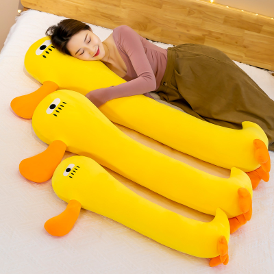 Cute Duck Long Pillow Sand Carving Duck Doll Children Doll Girl to Sleep with Pillow Plush Toy