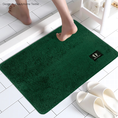 Non-Slip Solid Color Absorbent Floor Mat Kitchen Bedroom Floor Rug Fluff Bathroom Doorway Carpet Stain-Resistant Hallway