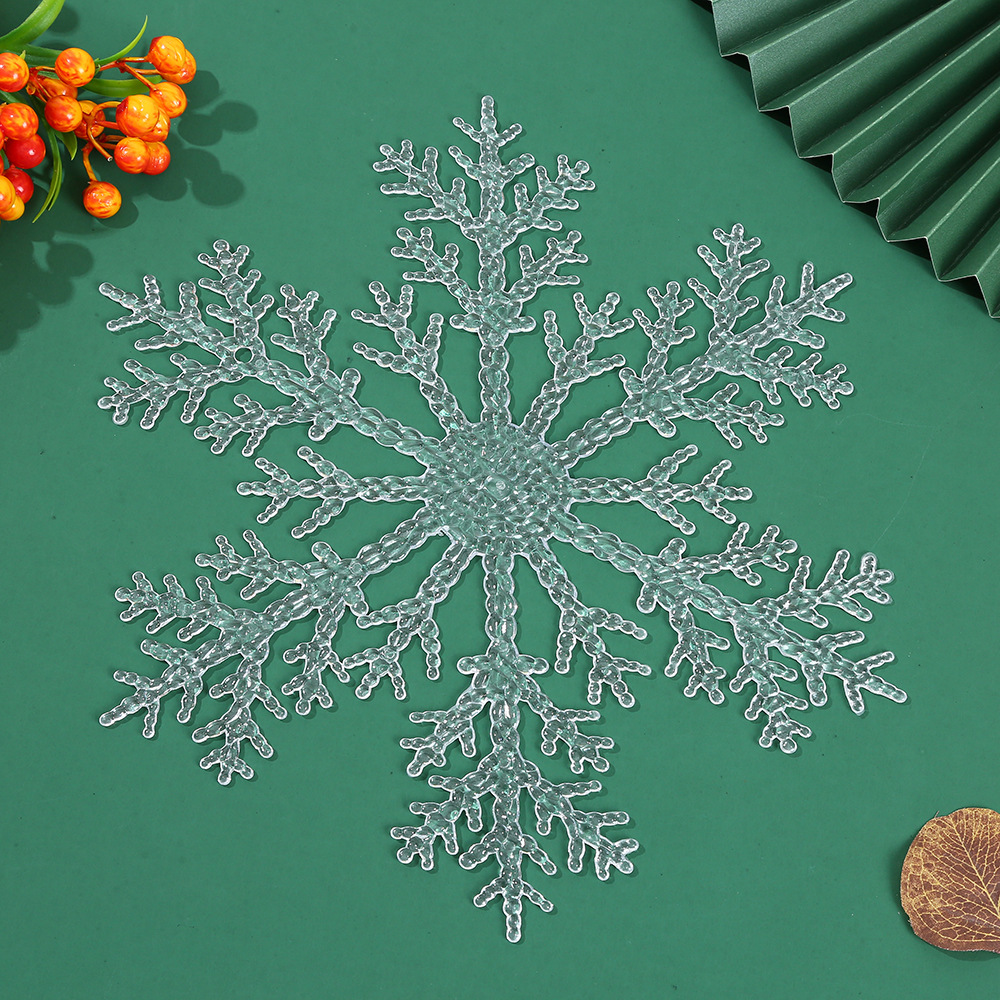 跨境圣诞节装饰贴片圣诞树配饰亚克力透明大雪花手工diy饰品配件