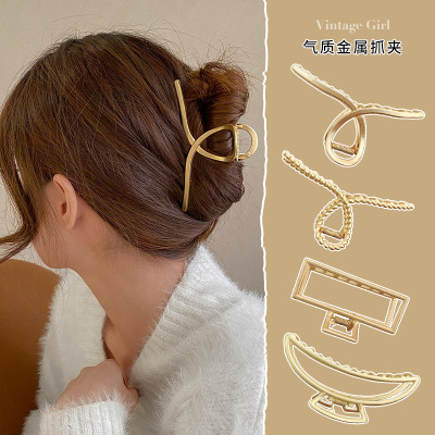 Korean Style Pearl Barrettes Women's Back Head Large Size Instafamous Metal Temperament Hair Claw Shark Grip Hair Clip Headdress