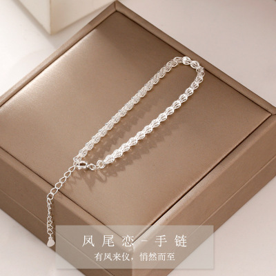 S925 Sterling Silver Phoenix Tail Bracelet Female Special-Interest Design Sparkling Korean Style Girlfriends Bracelet Ins Full Sky