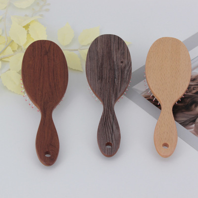 Factory Direct Sales Wholesale Wood Grain Plastic Hairbrush Head Massage Comb Household Portable Airbag Comb Cartoon Hair Curling Comb