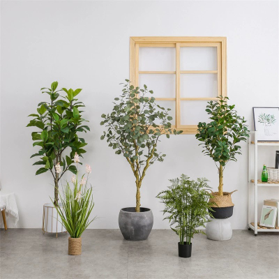  Artificial Plant Potted Decoration Imitative Tree Greenery Bonsai Artificial Flower Green Leaf Fake Trees