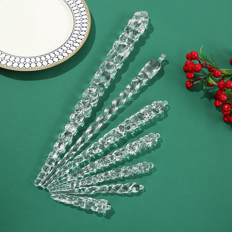 厂家直供圣诞节水晶冰条亚克力吊坠 圣诞树创意挂件饰品配件批发