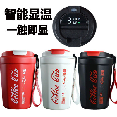 Cross-Border Intelligent Temperature Measuring Cola Coffee Cup Double Layer Vacuum Stainless Steel Vacuum Cup Car Portable Cup Wholesale