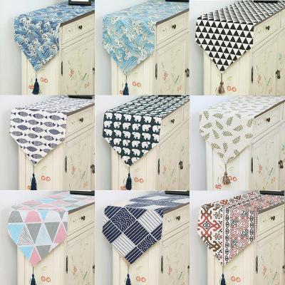 [Double-Layer Thickening] Japanese-Style Cotton and Linen Table Runner Tea Mat Coffee Table Tablecloth Girl's Heart TV Cabinet Cover Towel Bed Runner Tail Towel