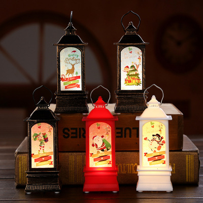 Cross-Border New Arrival Wholesale Christmas Gift Q Version Storm Lantern Christmas Gift LED Electronic Candle Small Night Lamp