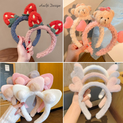 StellaLou Same Style Rabbit Ears Hair Hoop Korean Internet Celebrity Barrettes Headband Plush Wash