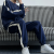 Autumn New Side Striped Crew Neck Casual Sports Suit Men and Women Couple Fried Street Loose Sweater Sweatpants Set