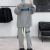 Autumn Waffle Sportswear Suit Boys Clothes Suit with Handsome Teenagers Sweatshirt and Sweatpants Two-Piece Suit