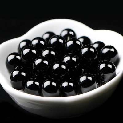 Factory Direct Sales Crystal Imitation Obsidian Black Agate Beaded DIY Scattered Beads Glass Black round Body Light Bead Wholesale