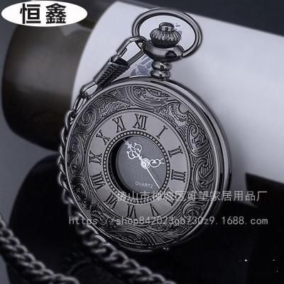 Retro Clamshell Pocket Watch Antique Student Roman Characters Men's and Women's Necklaces Vintage Quartz Big Digital Old Man Pocket Watch Gift