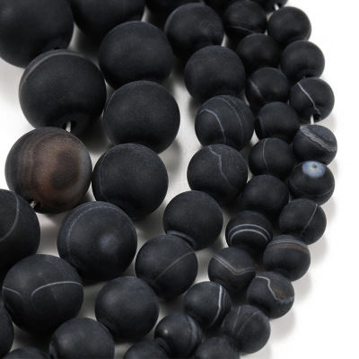 Frosted Black Line Agate 4-12mm DIY Ornament Accessories Natural Agate Scattered Beads Semi-Finished Beads