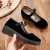 Spring Old Beijing Cloth Shoes Female Black Velveteen Shoes Hotel Black Work Shoes Buckle Dance Middle-Aged Mother Cloth Shoes