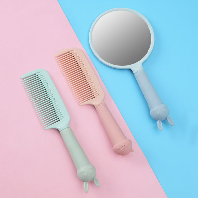 European Style Retro Handled Makeup Mirror Handheld Handheld Beauty Salon Beauty Mirror Portable Cartoon Girl Straight Comb