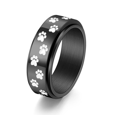 European and American Jewelry Creative Bracelet Titanium Steel Punk Dog Paw Rotatable Ring Fashion Men 8mm