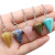 1295-Hexagonal Cone Pink Crystal Tiger Eye Spirit Pendulum Natural Agate Crystal Gem Cone Pendant DIY Crystal Pendant