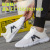 Sports Shoes Men's Spring New Fashion Sports Casual Shoes Men's Breathable Flying Woven Shock-Absorbing Popcorn Coconut Shoes Tide