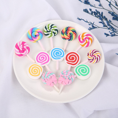 Factory Direct Sales Simulation Cream Material Polymer Clay Lollipop Rainbow DIY Material Micro Landscape Ornaments Mobile Phone Beauty