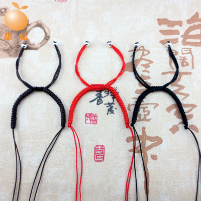 Wholesale DIY Agate Chalcedony Tiger Eye Jade Men's and Women's Woven Bracelet Strand Accessories Dorje Knot Semi-Finished Products Red Hand Strap