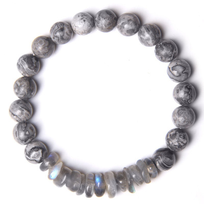 High Quality Labradorite Core Beads Bracelet Gray Agate Black Agate Tiger Eye Figure Bracelet Unisex Factory Wholesale