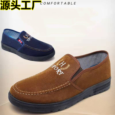 2018 Spring and Autumn Summer Old Beijing Cloth Shoes Men's Single Shoes Low-Top Shoes Business Casual Soft Bottom Slip on Shoes Flat Men's Shoes