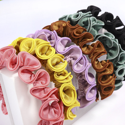 Fashion Trend Girls' Fabric Headband Factory Wholesale South Korea Dongdaemun Pleated Hair Band