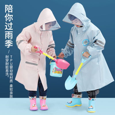 Spring Yafang College Style Children's Raincoat Girls' New Boys' Only for Pupils with Schoolbag Big Children's Poncho
