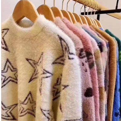 2022 New Kids' Sweater Mink Fur Autumn and Winter Clothing Korean Cartoon Children's Sweater Stall Fair Factory Supply