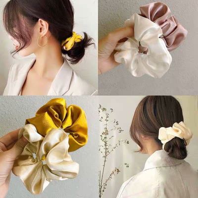Korean Style Satin Large Intestine Hair Band Internet Influencer Fairy Hair Band Head Rope Solid Color Silky Rubber Band Hair Rope Hair Accessories