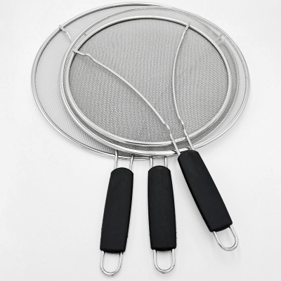 cover stainless steel anti-scald net cover oil grid cover with handle cover visual flat bottom wok splash-proof cover