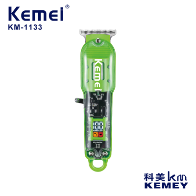 Kemei Hair Clipper KM-1133 Transparent Body Cutter Head Adjustable USB Fast Charging High Power Hair Salon Professional Electric Clipper