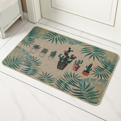 Linen Rubber Absorbent Floor Mat Bedroom Door Mat Living Room Oil-Proof Door Mat Bathroom Non-Slip Floor Mat Customization