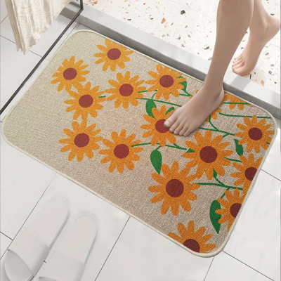 New Simple Cartoon Linen Bathtub Bathroom Non-Slip Mat Bathroom Bath Shower Room Suction Cup Floor Mat Toilet