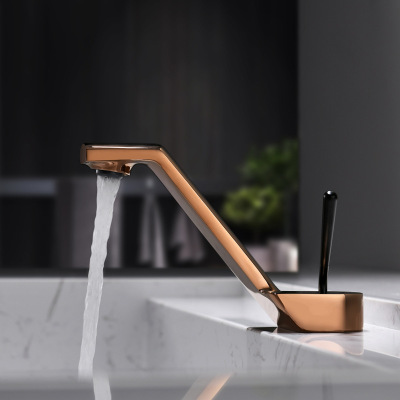 Factory Wholesale Hotel Quicksand Gold Paper Crane Copper Integrated Hot and Cold Bathroom Bathroom Faucet