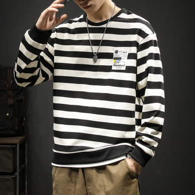 Striped Sweater Men 'S Spring And Autumn Trendy Casual Top Clothes Boys 2022 Autumn New Round Neck Long Sleeve T-shirt