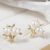 Yunyi Ornament Lucky Tree Stud Earrings Natural Freshwater Pearl Earrings Gold Plated Japanese and Korean Ornament Wholesale New